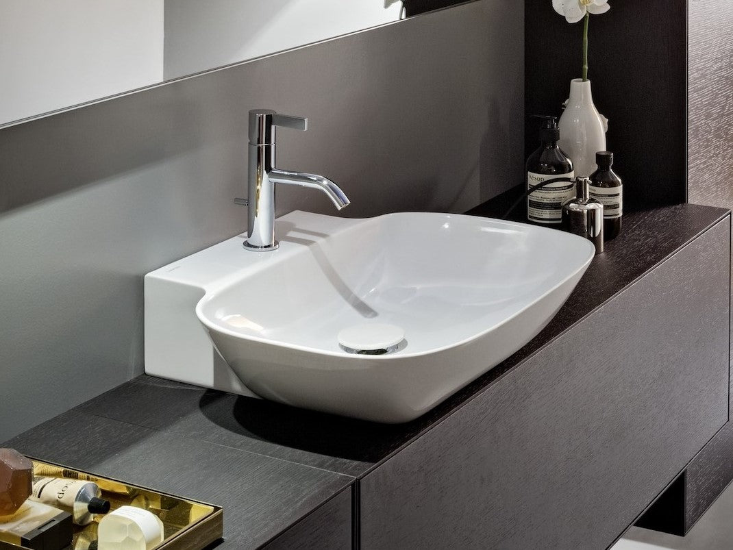 Semi-recessed basin on slim vanity top with mono mixer – Bathtime UK
