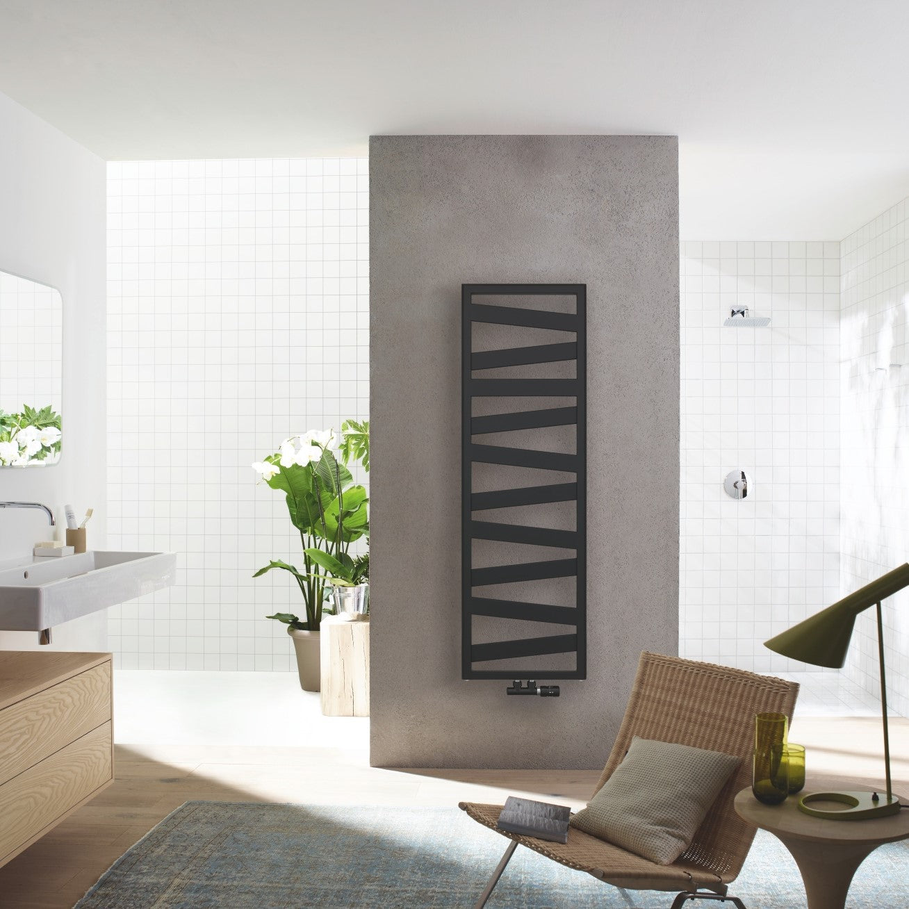 Zehnder Ribbon Towel Radiator - Matt Black