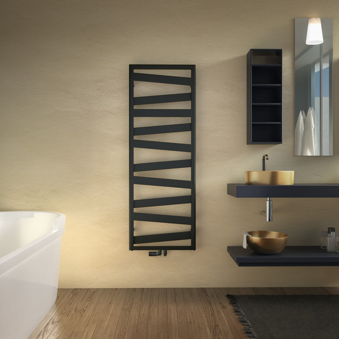 Zehnder Ribbon Towel Radiator - Matt Black