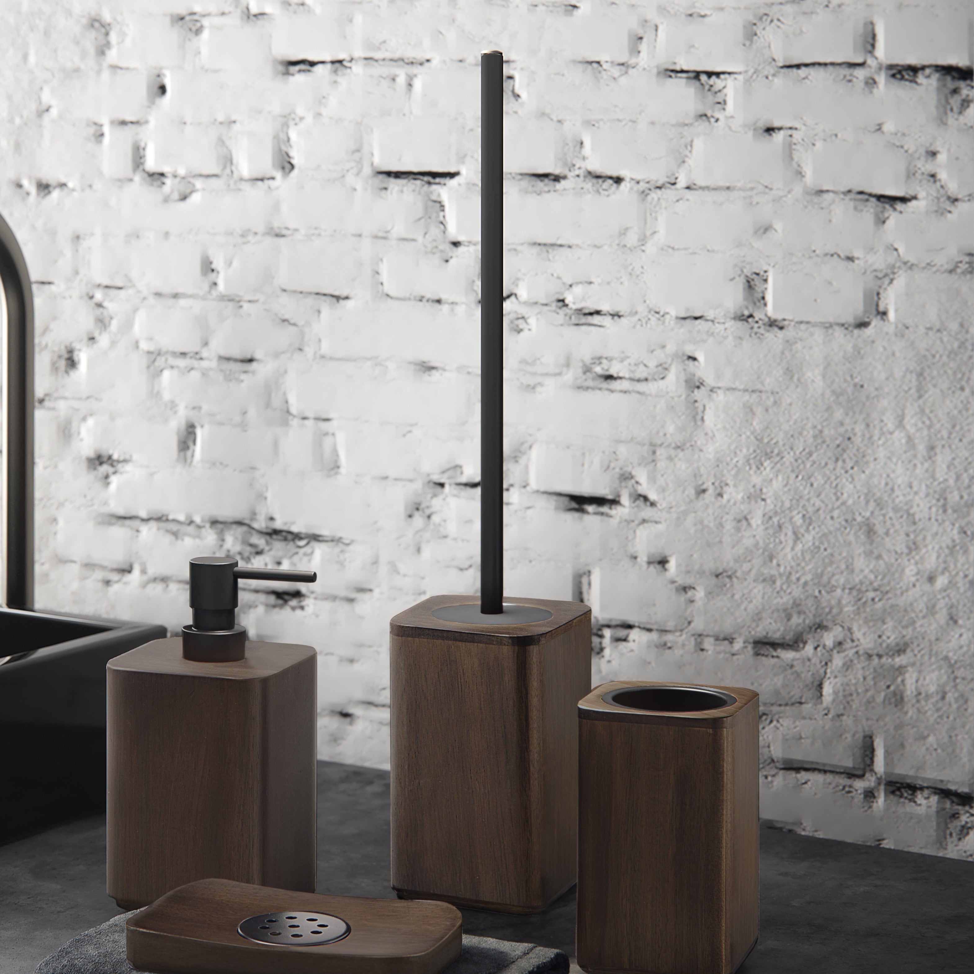 Gedy Dafne Toilet Brush - Dark Bamboo