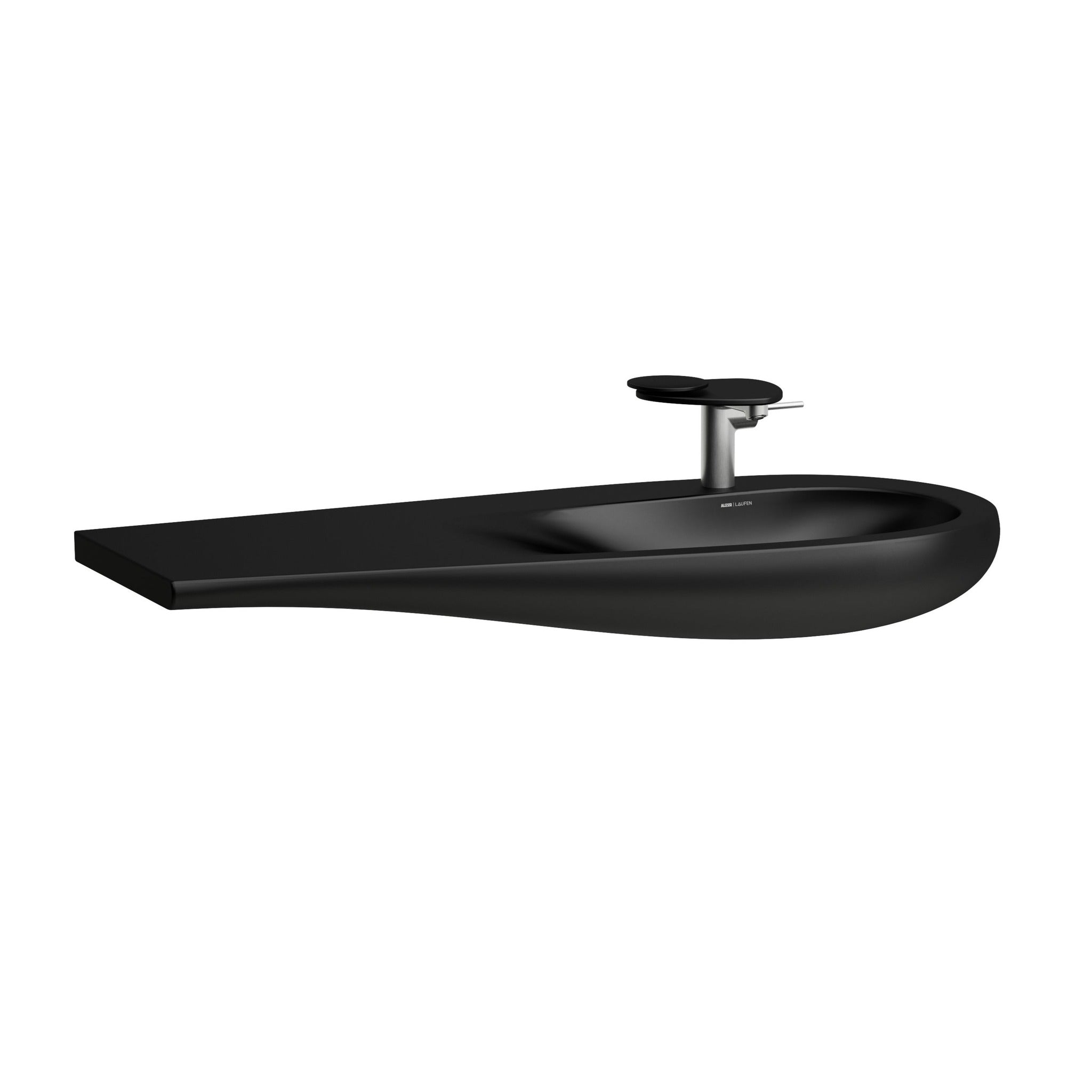 Laufen Ilbagnoalessi one Countertop matt-black Washbasin right hand tap - 1200 x 500mm white background