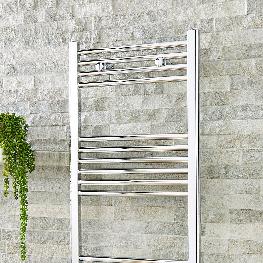 Chrome Straight Ladder Towel Radiator (1600mm High) - Various Widths