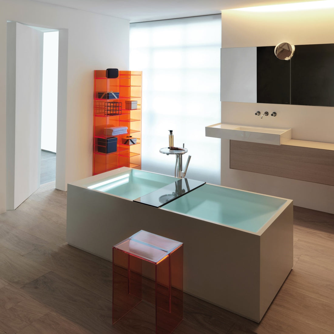 Laufen Kartell Square Freestanding Bath with LED Lighting