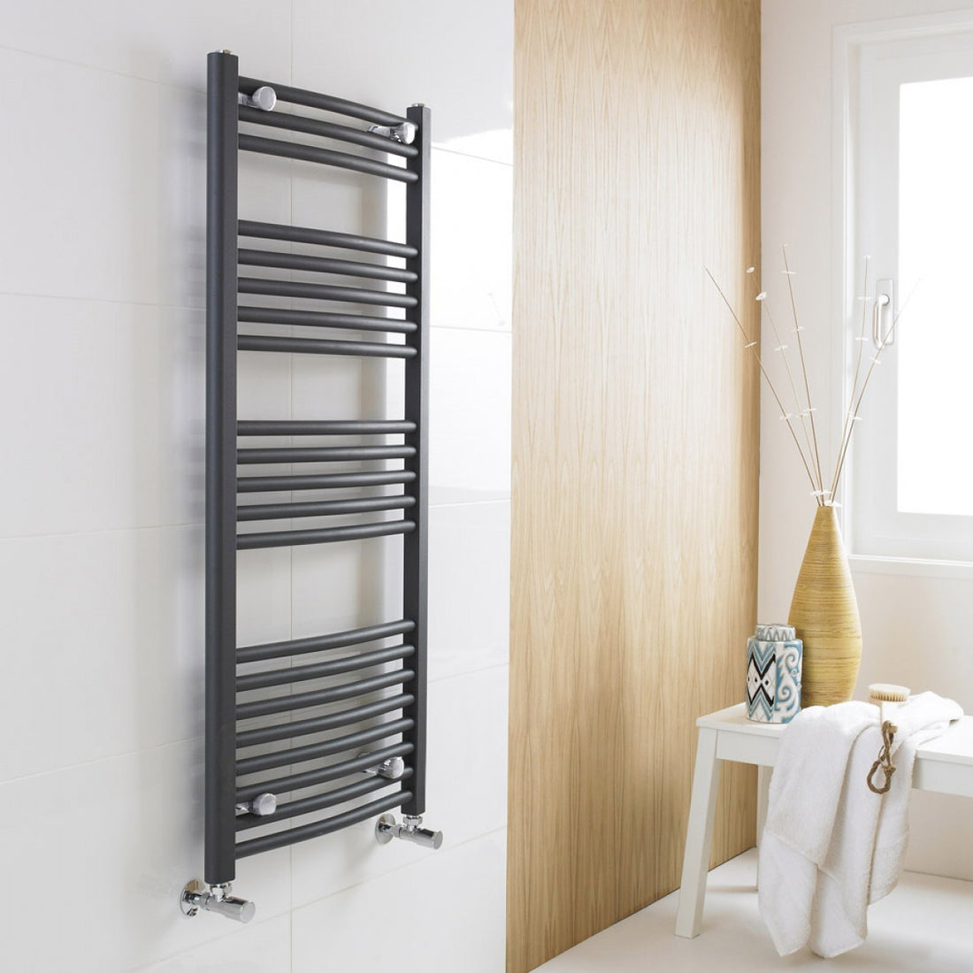 Straight Matt Anthracite Towel Radiator - Various Sizes