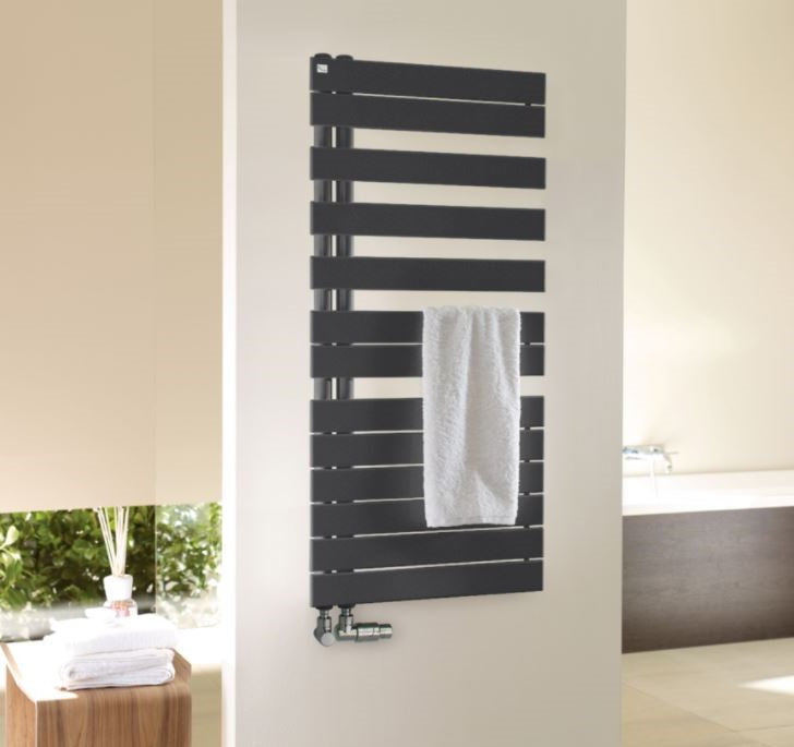 Zehnder Roda Spa Asymmetrical Anthracite Towel Radiator - Right Hand