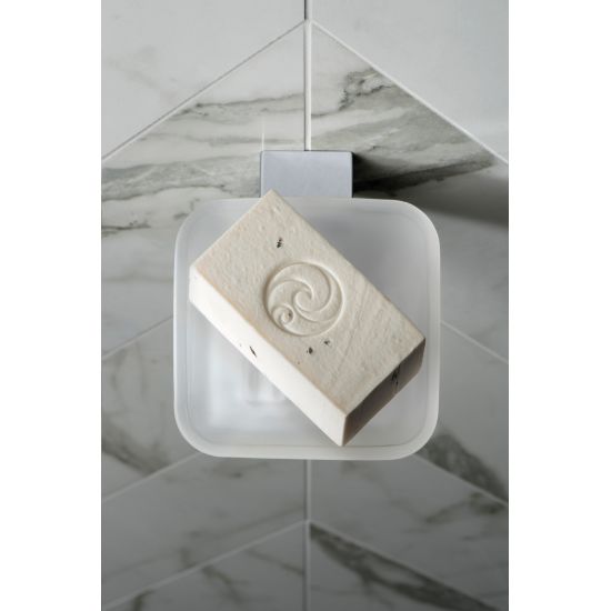 Vado Phase Frosted Glass Soap Dish and Holder Wall Mounted
