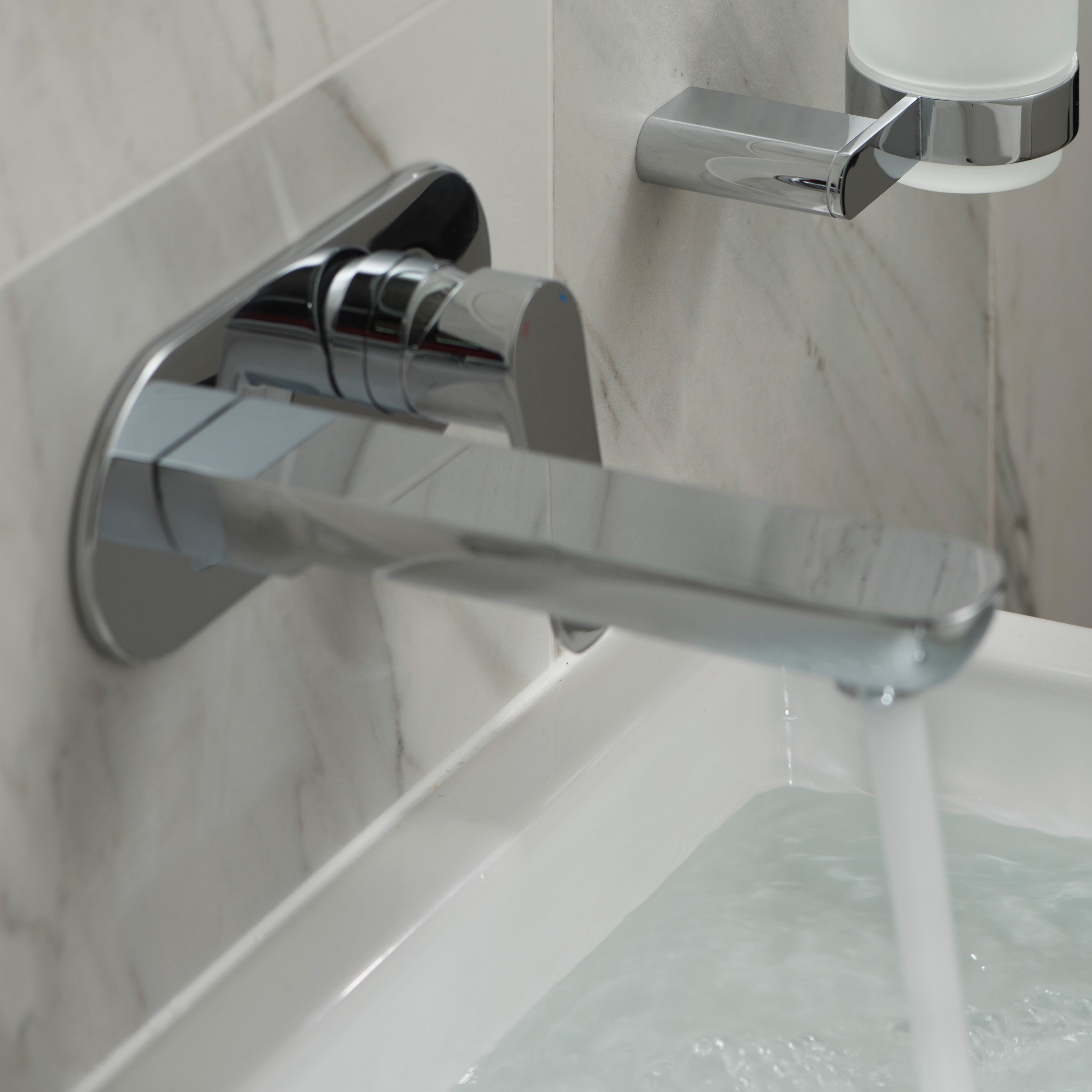 Vado Photon 2 Hole Basin Mixer Single Lever Wall Mounted with Oval Back Plate