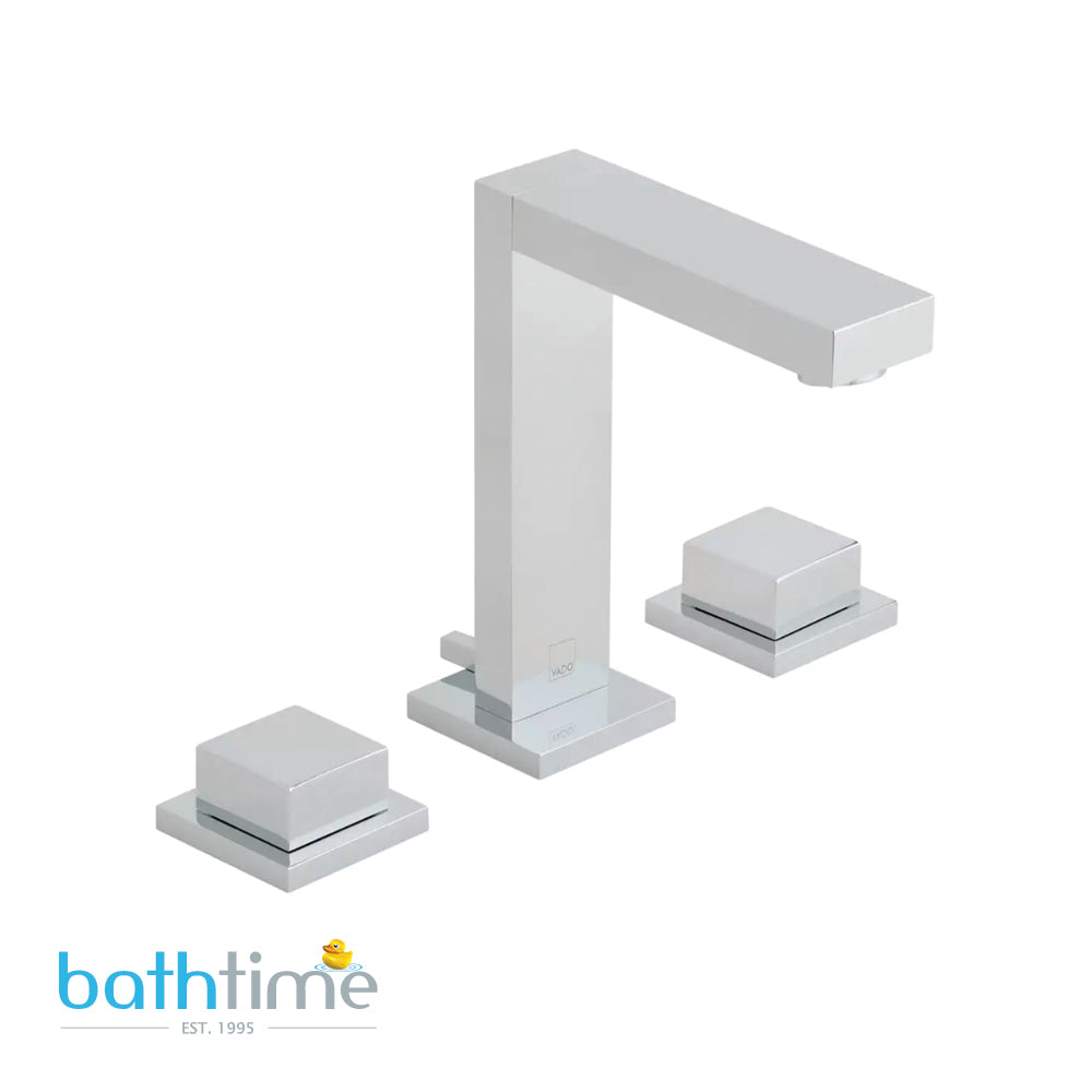 Vado Notion Square Handle 3 Hole Deck Mounted Basin Mixer with Optional Pop-Up Waste