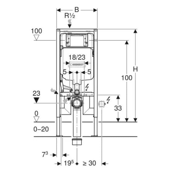 Geberit Duofix Reduced Depth WC Frame with Sigma Cistern for Wall Hung WC (114cm)