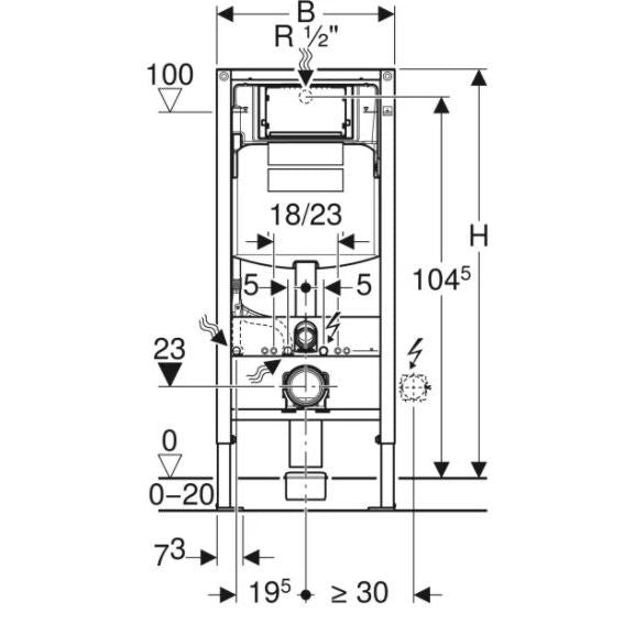 Geberit Duofix 112 cm WC Frame with Sigma Cistern for Wall Hung WC