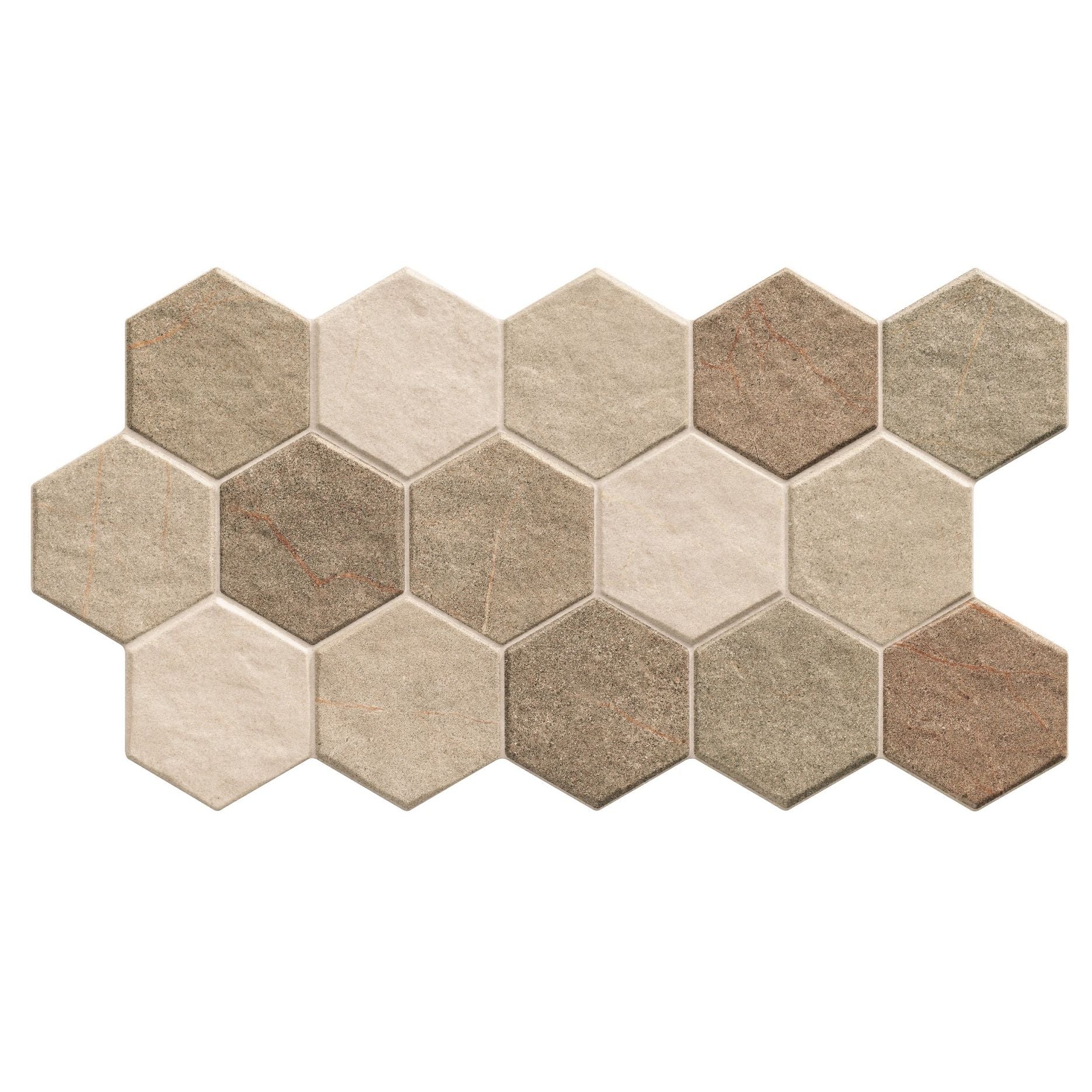 Cincinnati HEX Earth Décor Wall Tile - 26.5 x 51cm