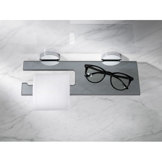Keuco Edition 90 Toilet Paper Holder with Smoked Glass-Shelf