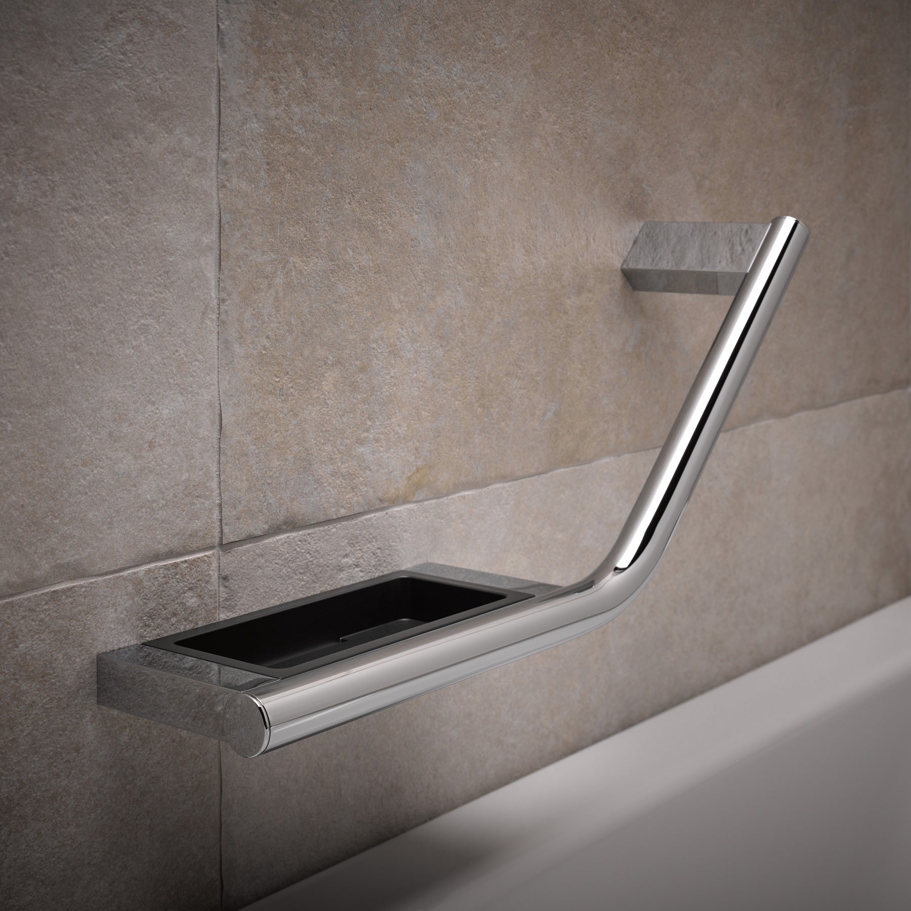 Keuco Plan Grab Bar - Right-Hand with Soap Dish