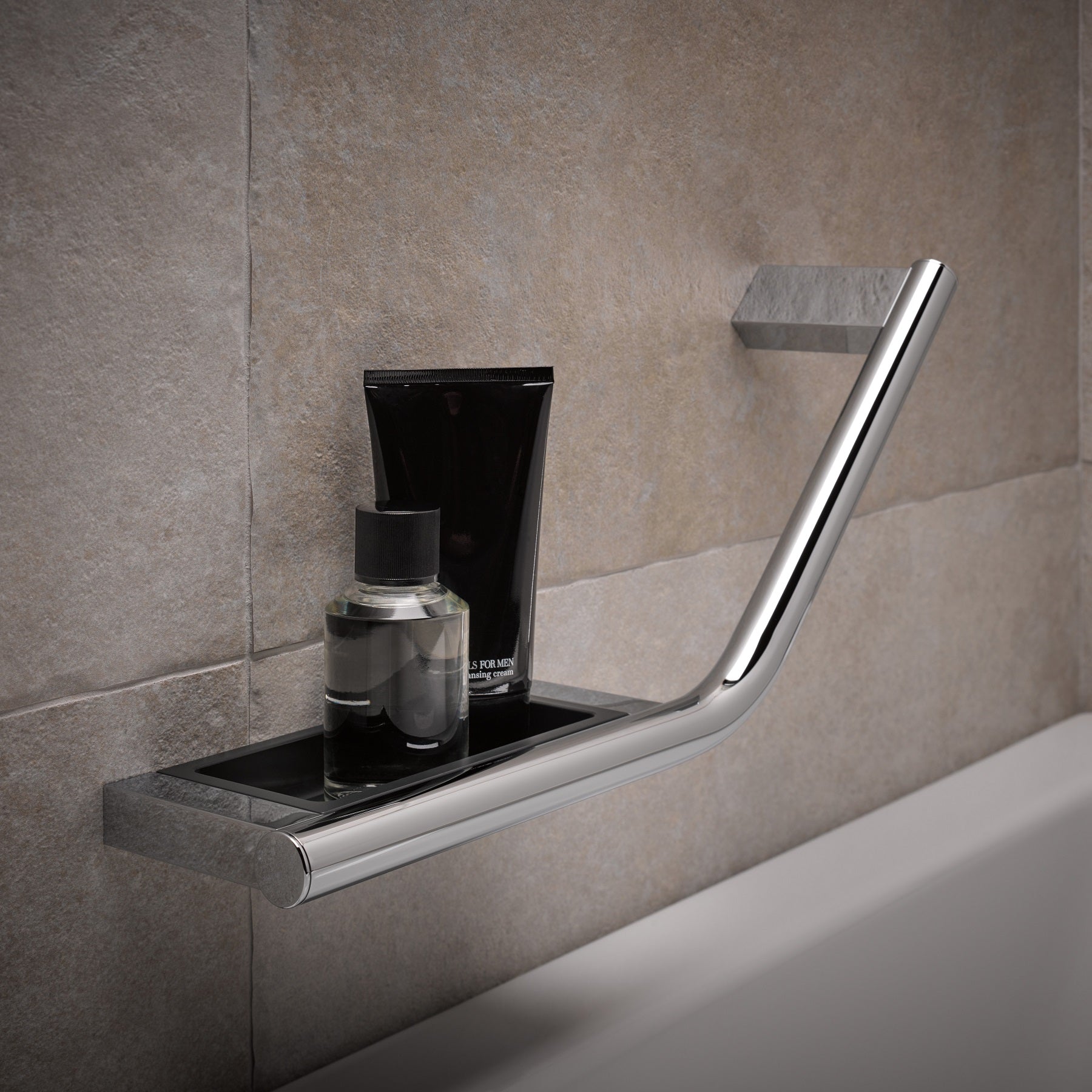 Keuco Plan Grab Bar - Right-Hand with Soap Dish