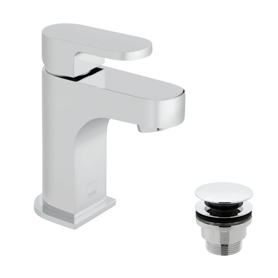 Vado Life Mini Mono Basin Mixer Single Lever Deck Mounted Smooth Bodied with Universal Waste