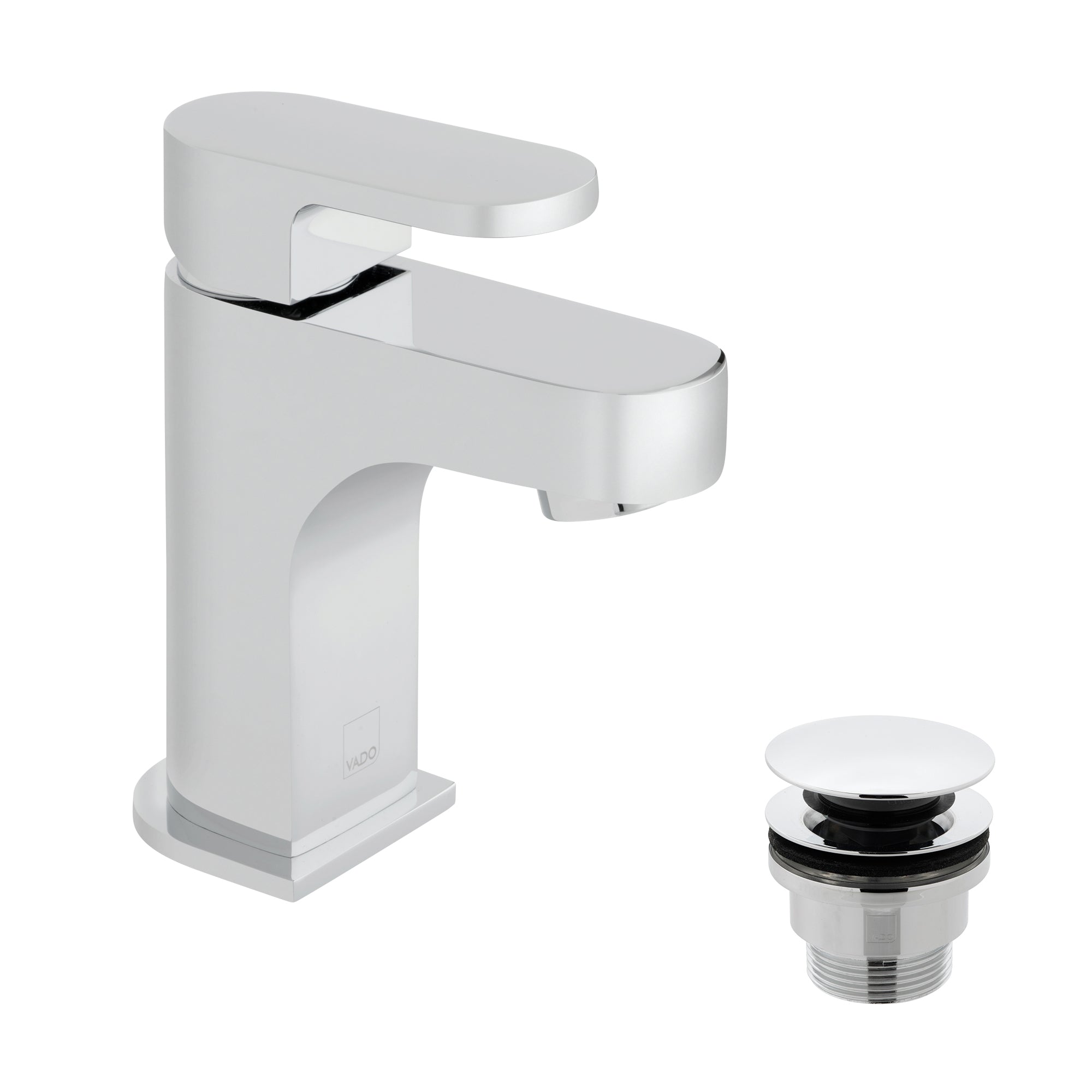 Vado Life Mini Mono Basin Mixer Single Lever Deck Mounted Smooth Bodied with Universal Waste