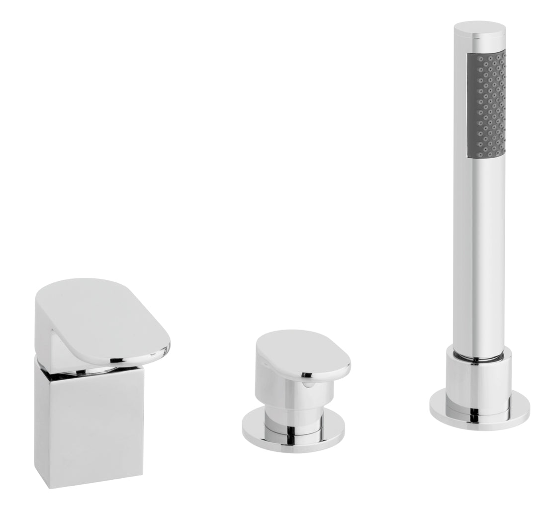 Vado Life 3 Hole Bath Shower Mixer Single Lever Deck Mounted without Spout for use with Bath Filler Waste