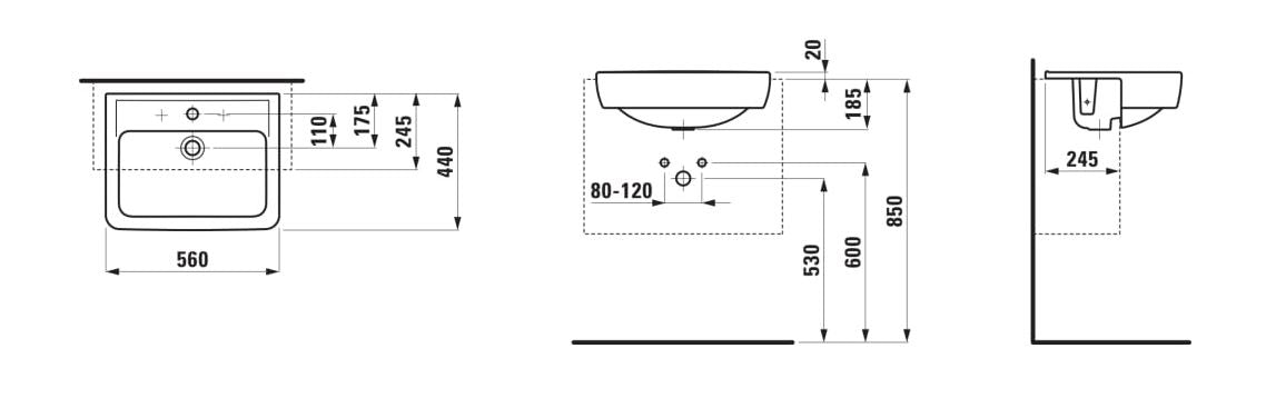 Laufen Pro Semi-Recessed Basin