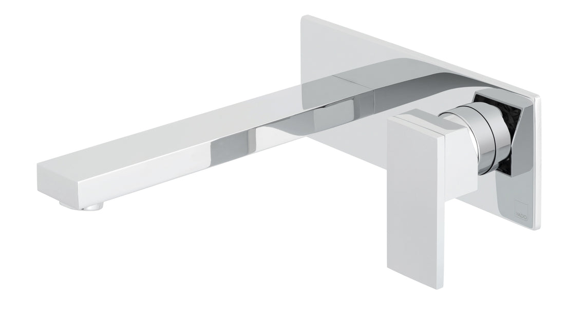 Vado Notion 2 Hole Basin Mixer with 220mm Spout Single Lever Wall Mounted with Rectangular Back Plate