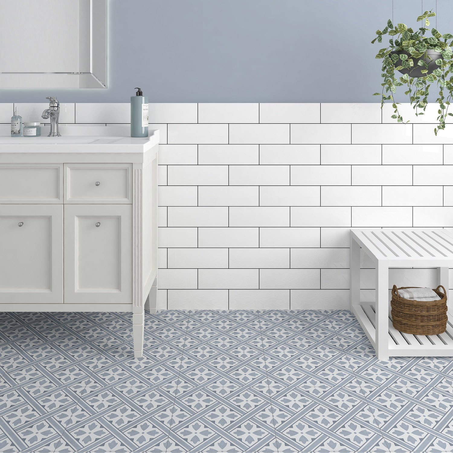Dorcester Blue Porcelain Floor Tile - 33 x 33cm