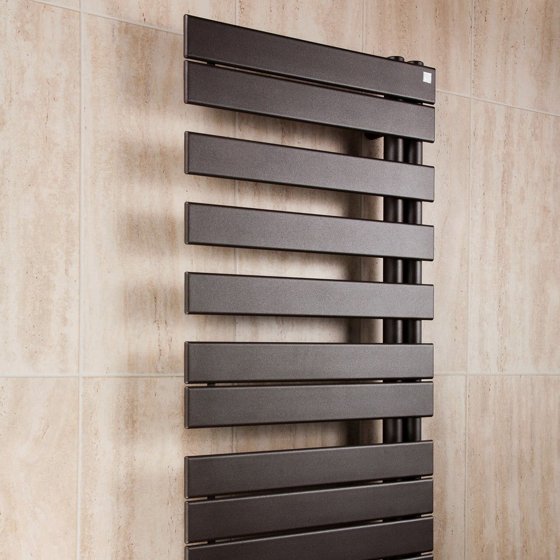 Zehnder Roda Spa Asymmetrical Quartz Brown Towel Radiator - Left Hand