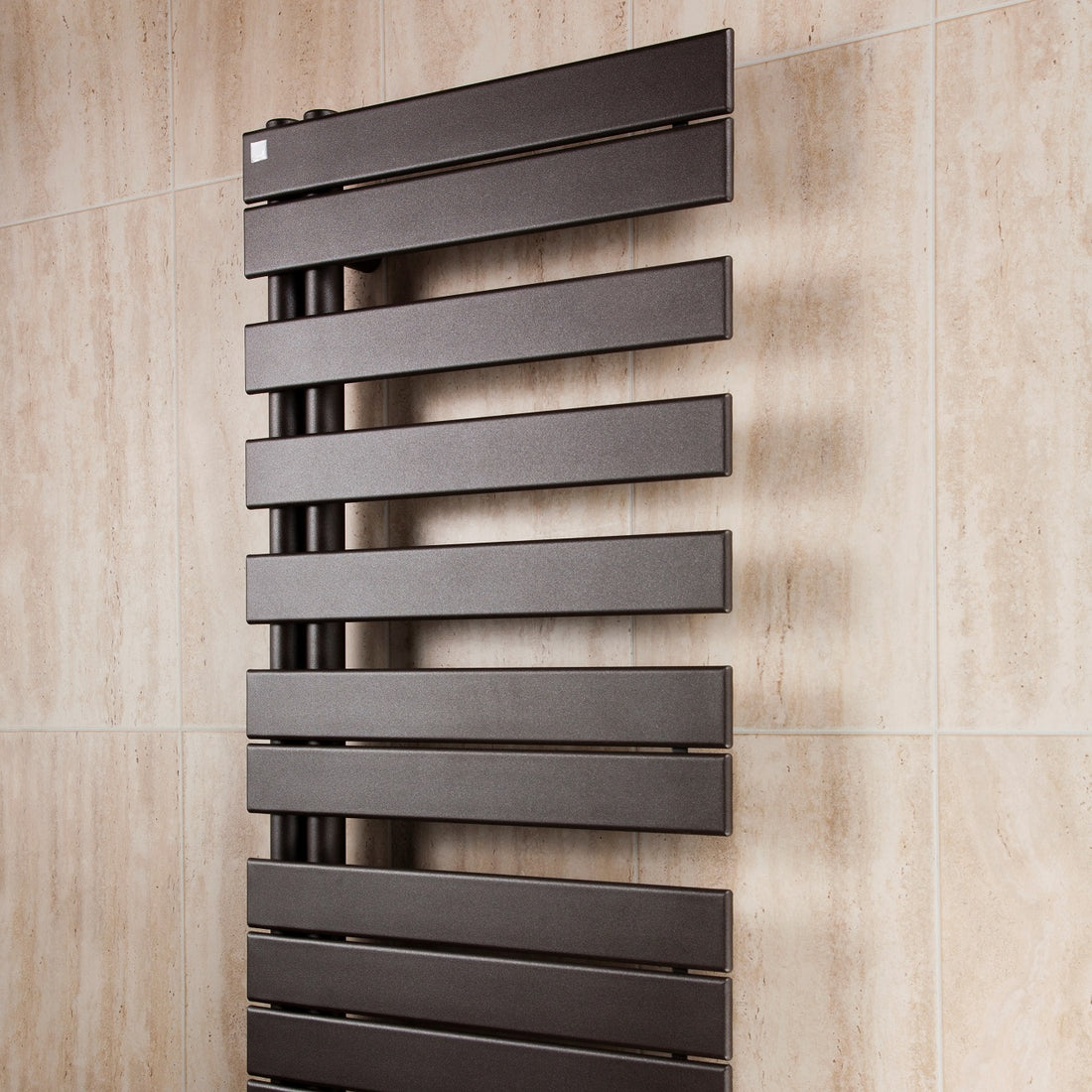 Zehnder Roda Spa Asymmetrical Quartz Brown Towel Radiator - Right Hand