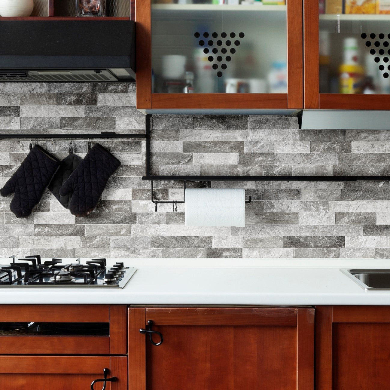 Chariot Grey Décor Wall Tile - 8 x 44.25cm