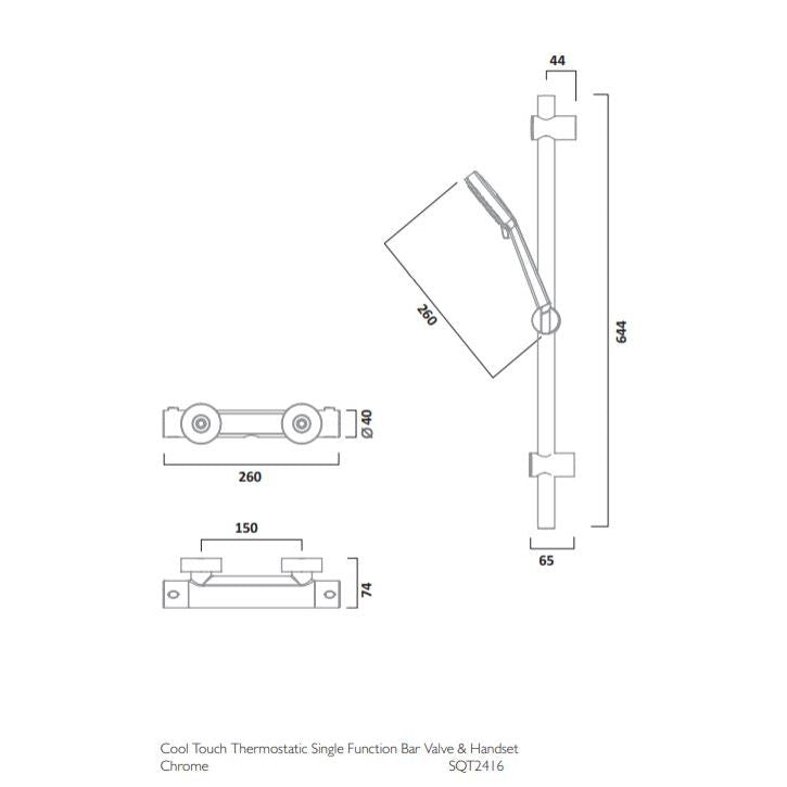 Tavistock Quantum Exposed Cool Touch Outlet Shower System with Slide Rail Kit