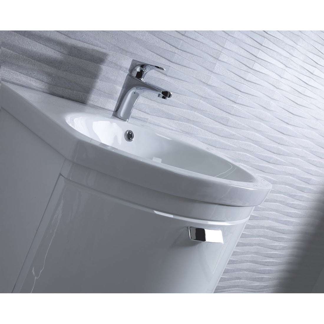 Tavistock Tempo 650mm Wall Mounted Unit & Basin - Various Colours close up against a stone design wall TE650WW
