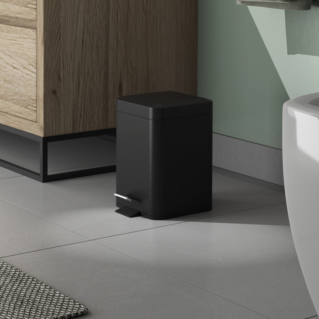 Gedy Square Pedal Bin Soft Close - Black