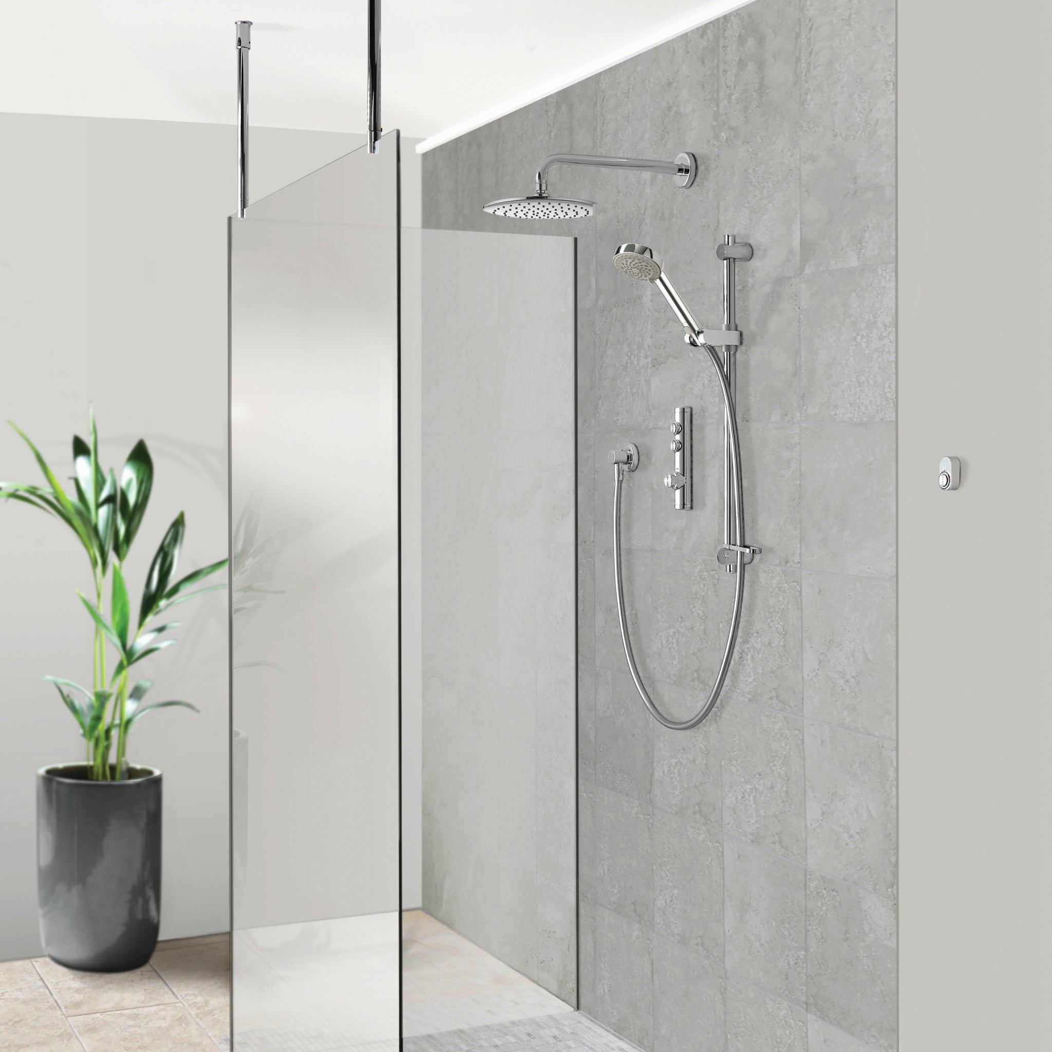 Aqualisa Isystem Smart Shower - Concealed With Adjustable &amp; Wall Fixed Head