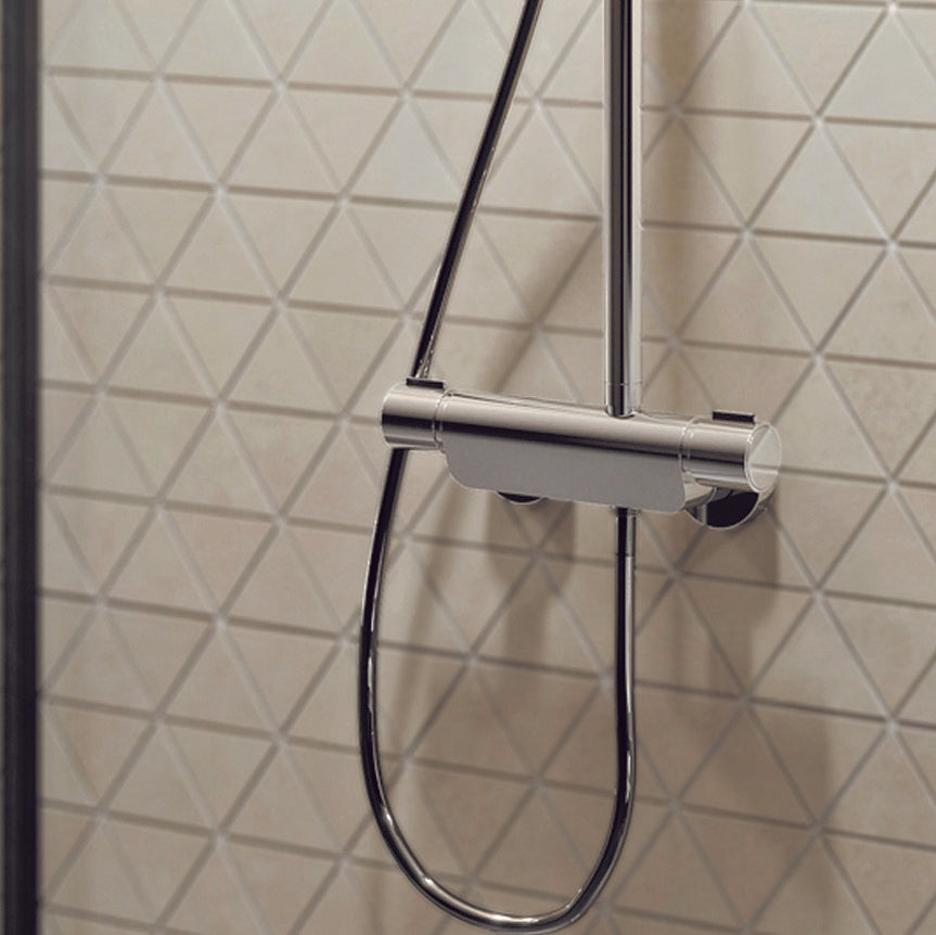 Aqualisa Midas 220 Shower Column - Exposed With Adjustable And Fixed Head against white triangle tiles MD220SC