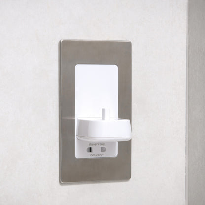 ProofVision In-Wall Single Electric Toothbrush Charger and Shaver Socket against white wall PV12-PS-FR