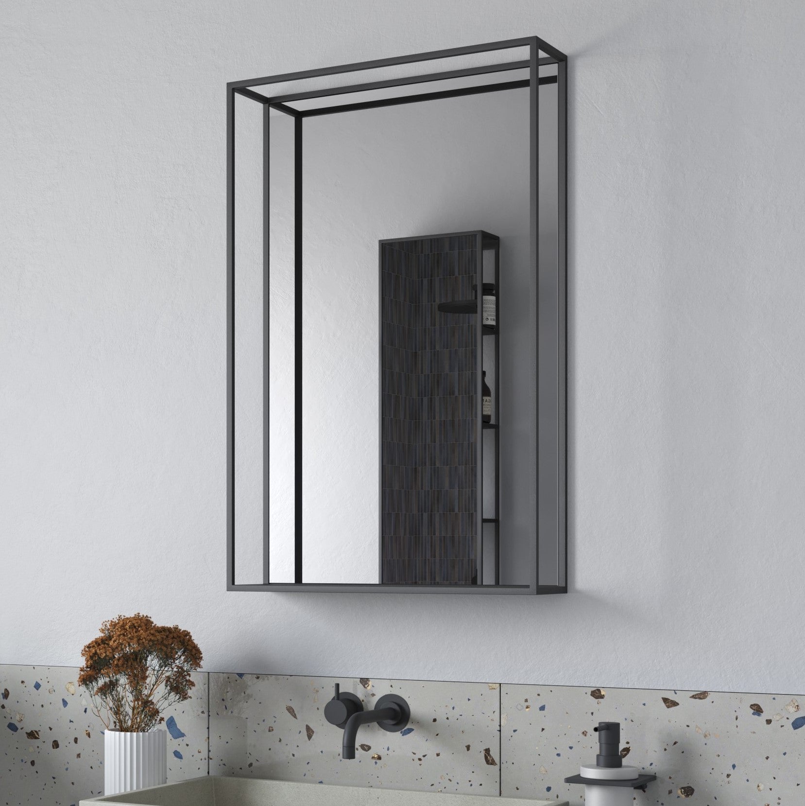 Origins Living Docklands Mirror With Shelf 50 Black - 50x80cm
