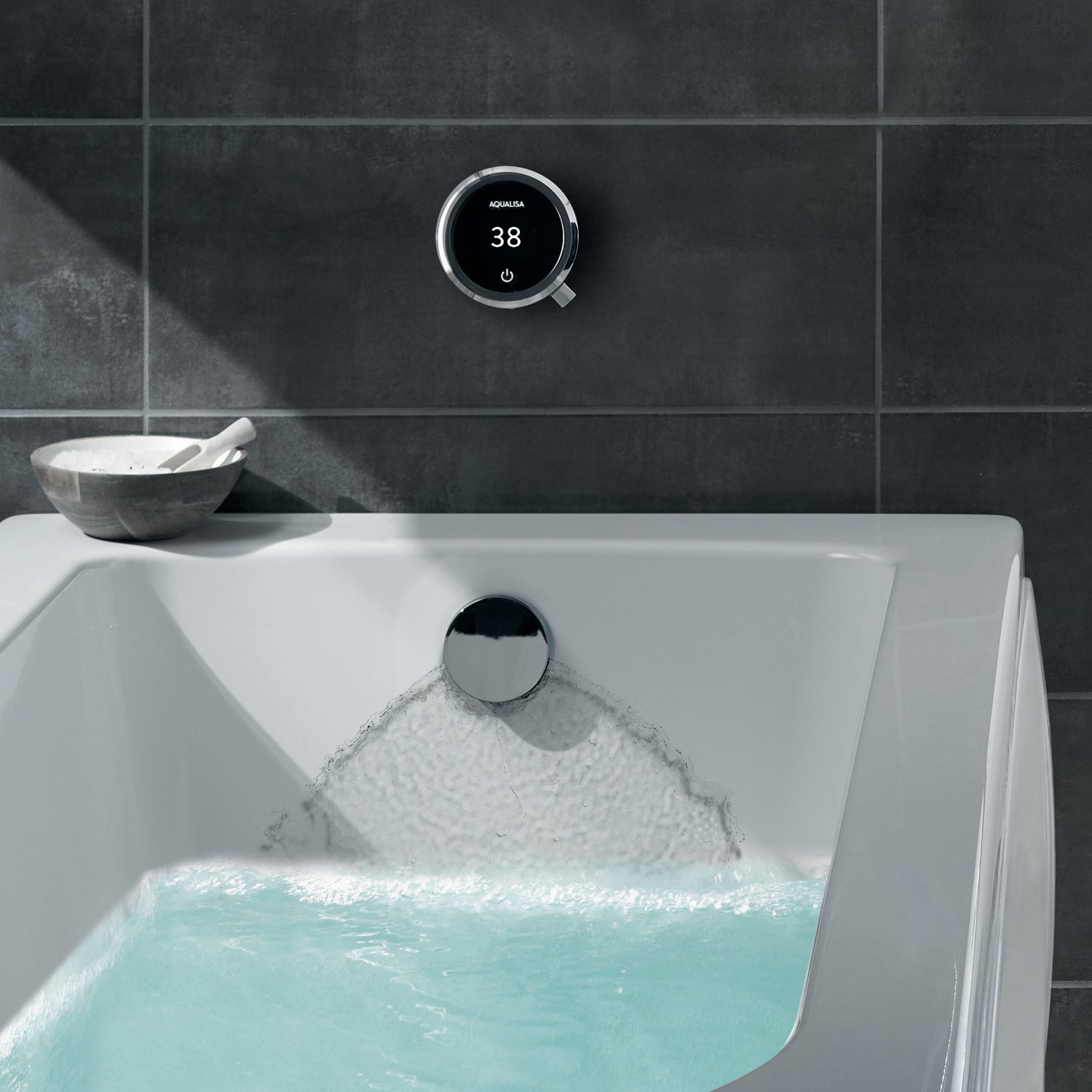 Aqualisa Quartz Touch Smart Shower - Exposed Adjustable Head With Bath Overflow Filler