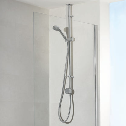 Aqualisa Quartz Blue Smart Shower - Exposed With Adjustable Head against white painted wall QZSB.A1.EV.20