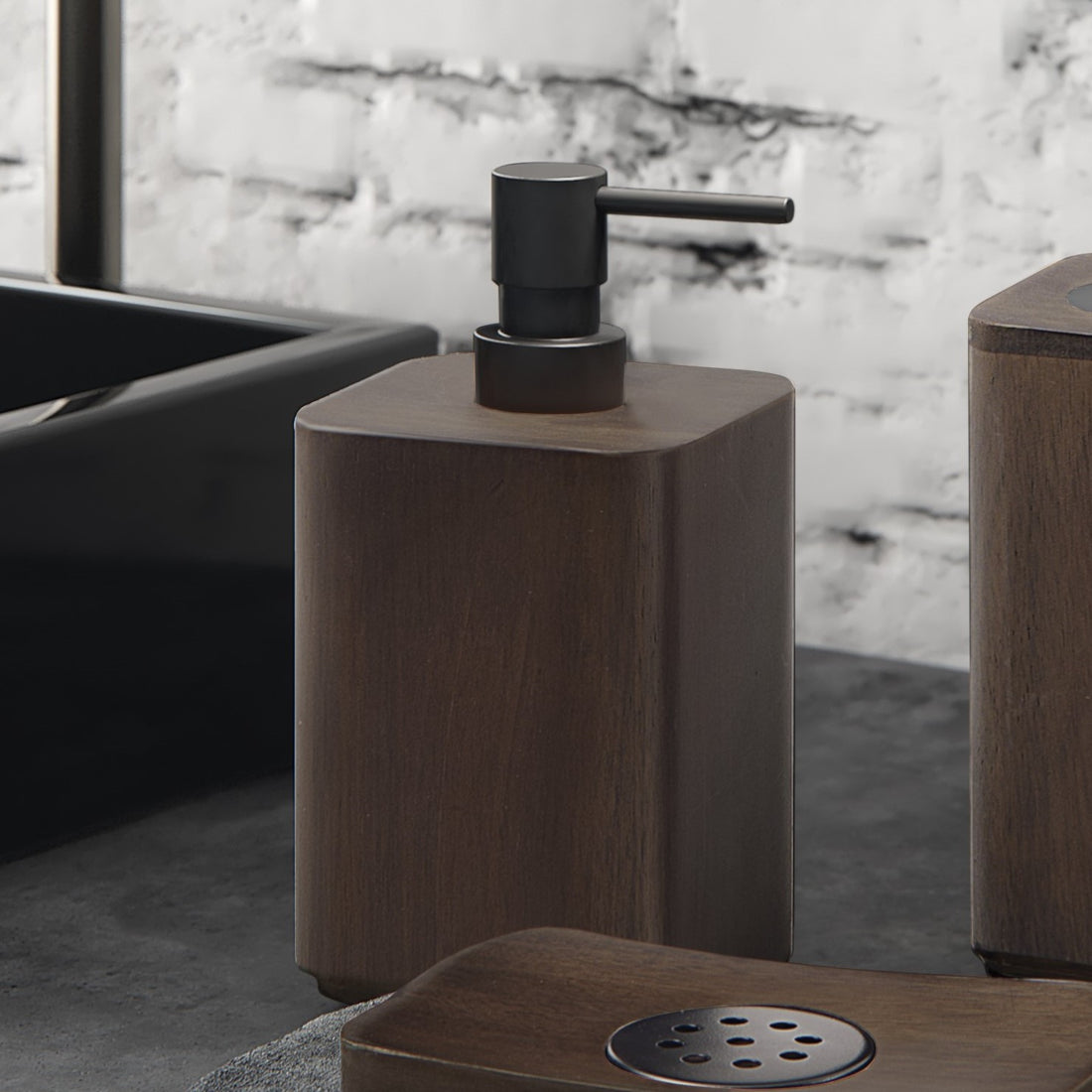 Gedy Dafne Soap Dispenser - Dark Bamboo