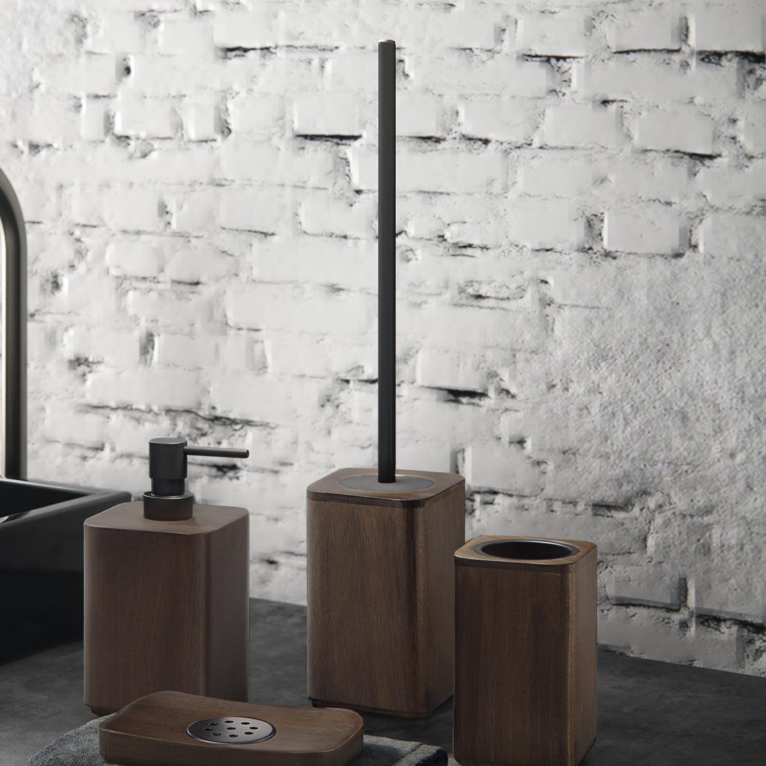 Gedy Dafne Toilet Brush - Dark Bamboo