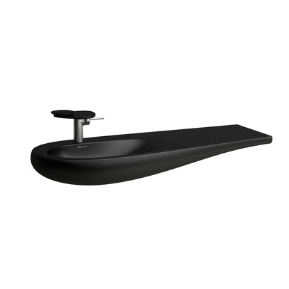 Laufen Ilbagnoalessi one Countertop matt-black Washbasin left hand tap - 1200 x 500mm white background