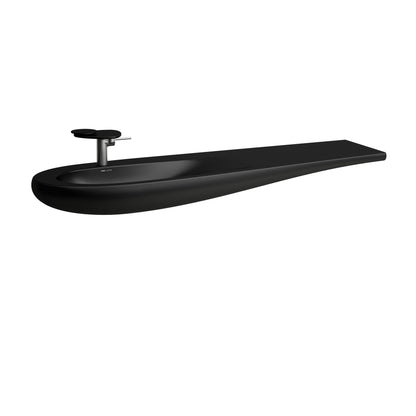 Laufen Ilbagnoalessi Countertop matt black Washbasin left hand tap - 1600 x 500mm white background