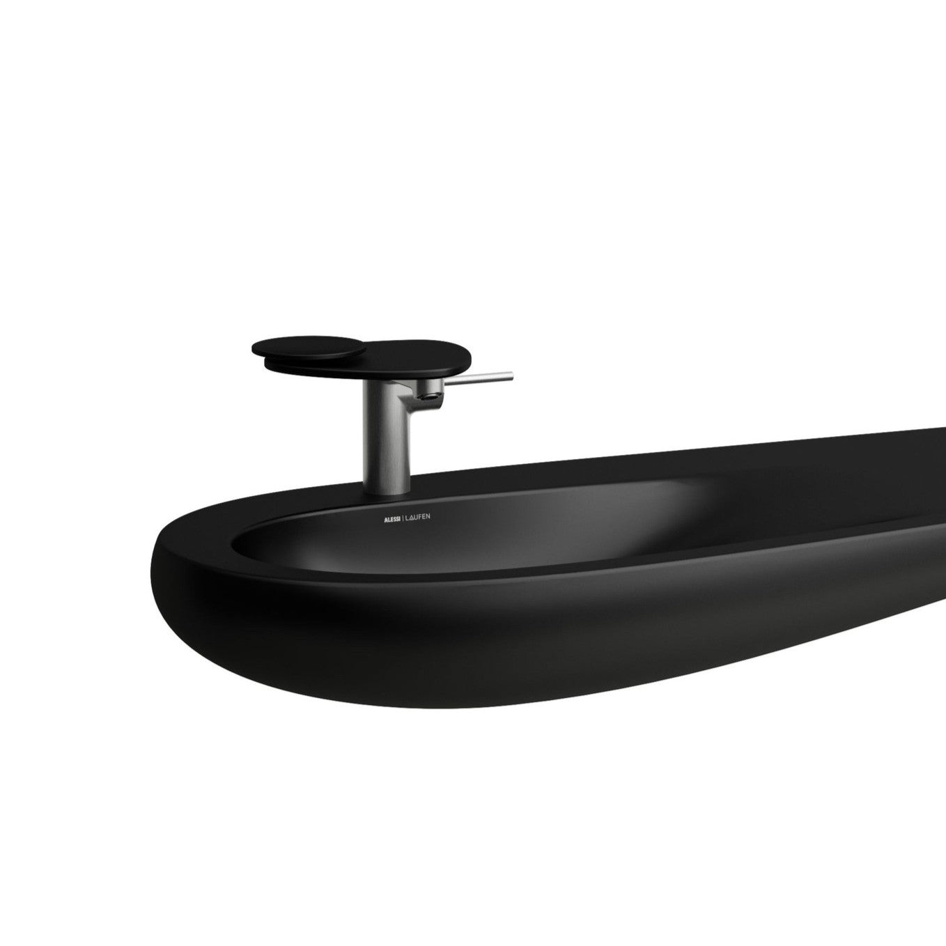 Laufen Ilbagnoalessi Countertop matt black Washbasin left hand tap - 900 x 500mm white background