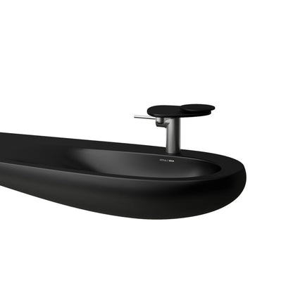 Laufen Ilbagnoalessi Countertop matt black Washbasin right hand tap - 900 x 500mm white background