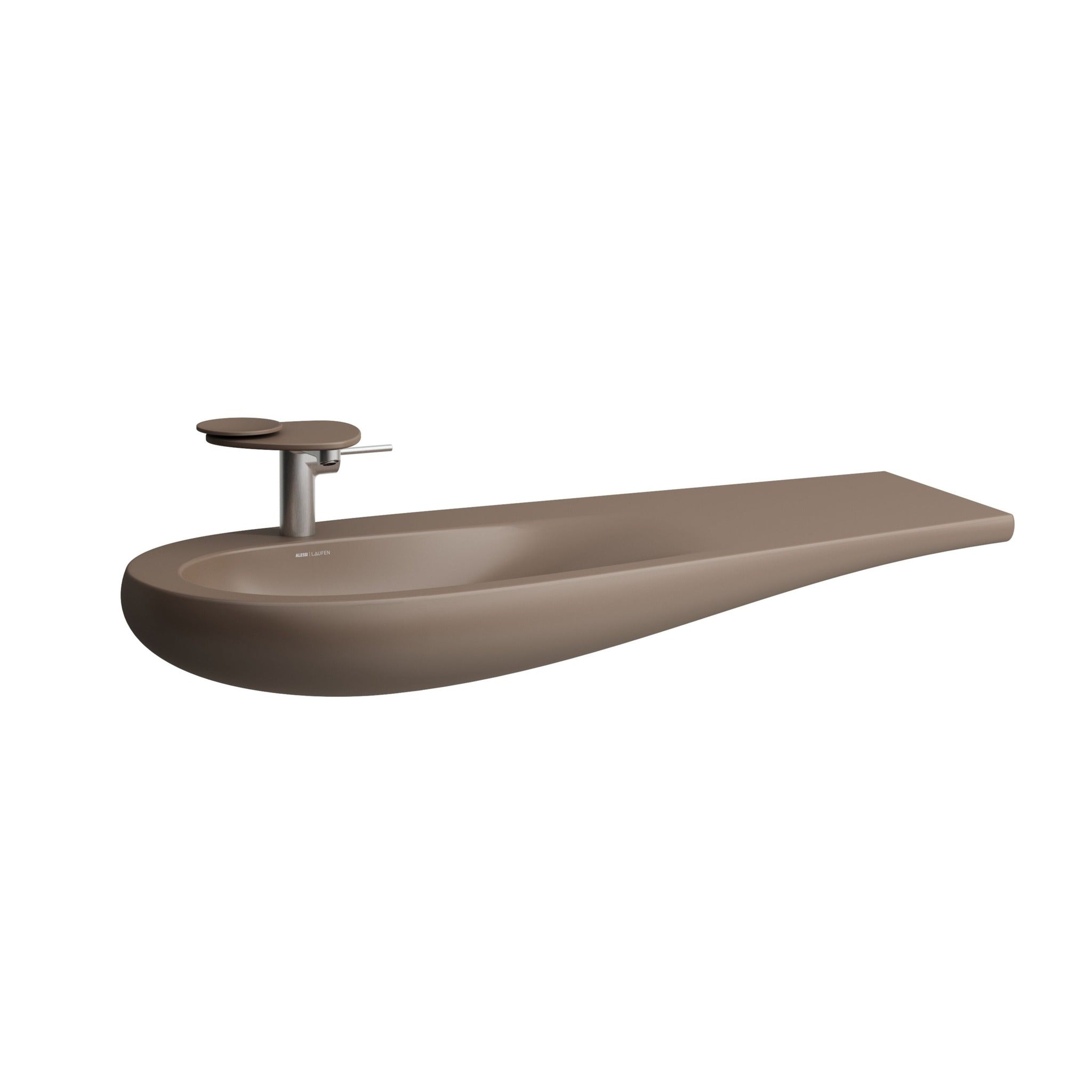 Laufen Ilbagnoalessi one Countertop matt-cafe Washbasin left hand tap - 1200 x 500mm white background