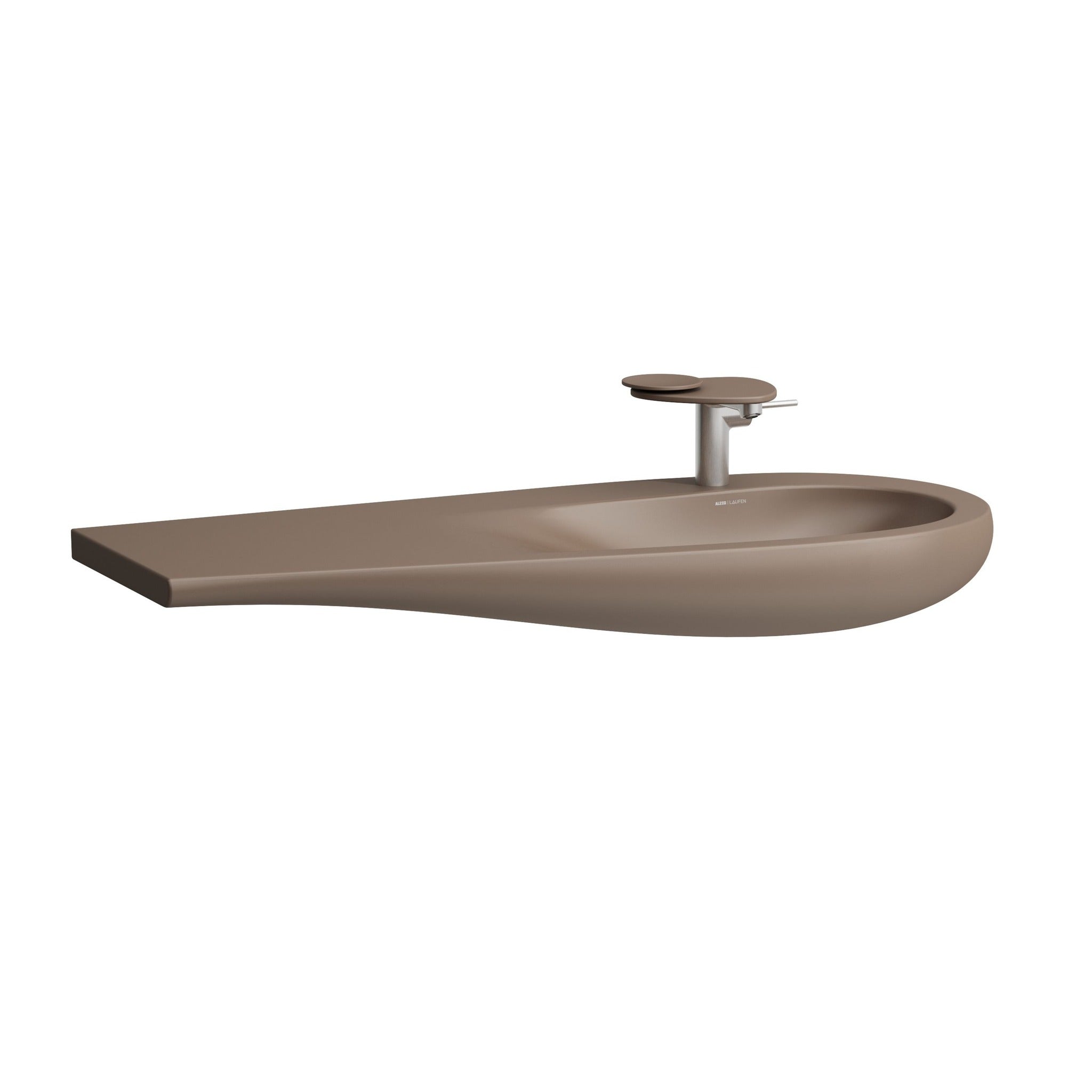 Laufen Ilbagnoalessi one Countertop matt-cafe Washbasin right hand tap - 1200 x 500mm white background