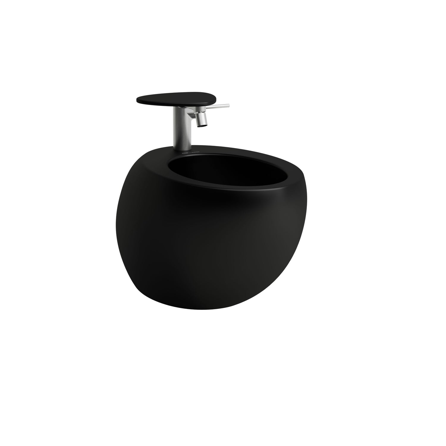 Laufen Ilbagnoalessi One matt black wall-hung bidet &amp; wall-hung WC with white background