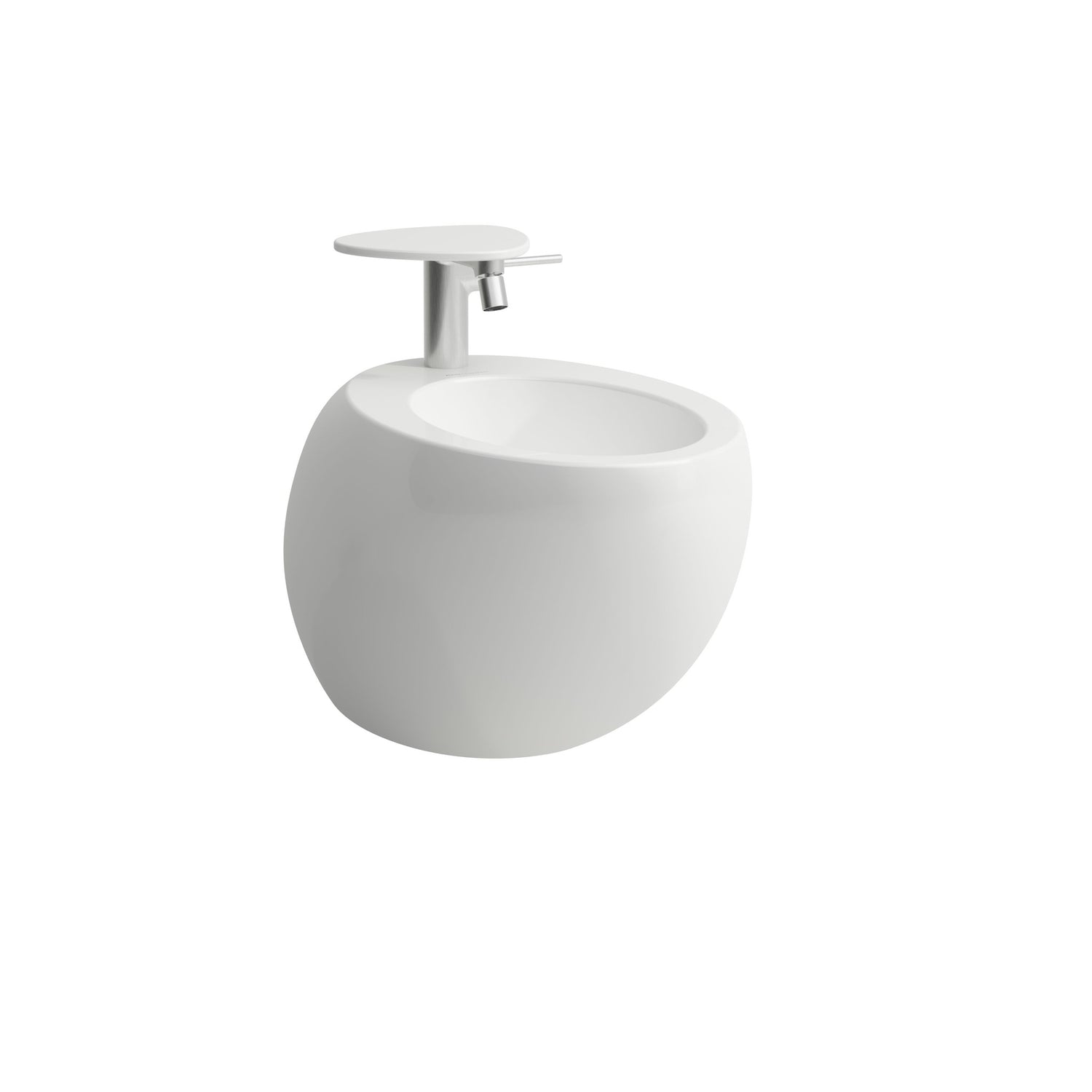 Laufen Ilbagnoalessi One matt white wall-hung bidet &amp; wall-hung WC with white background