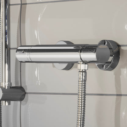 Aqualisa Midas 110 Shower Column - Exposed With Adjustable And Fixed Head against wall panel in white MD110SC