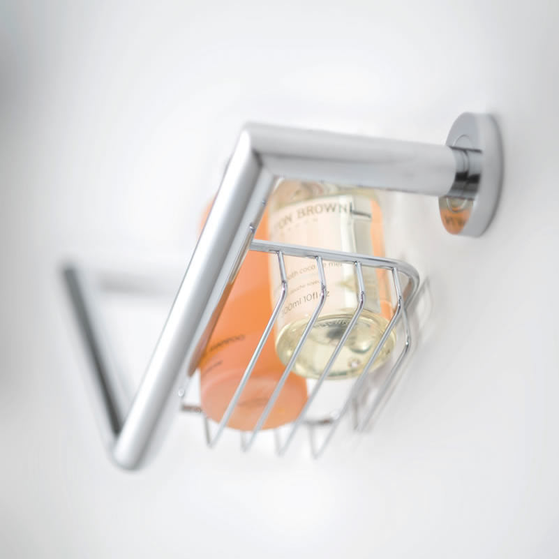 Vado Spa Angled Grab Rail with Basket - 465mm