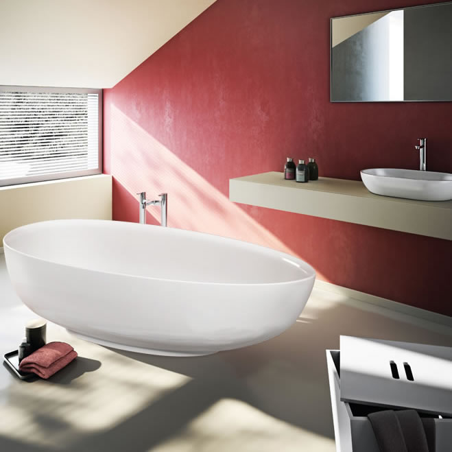 Clearwater Teardrop Petite Clearstone Freestanding Bath - 1690 x 820mm