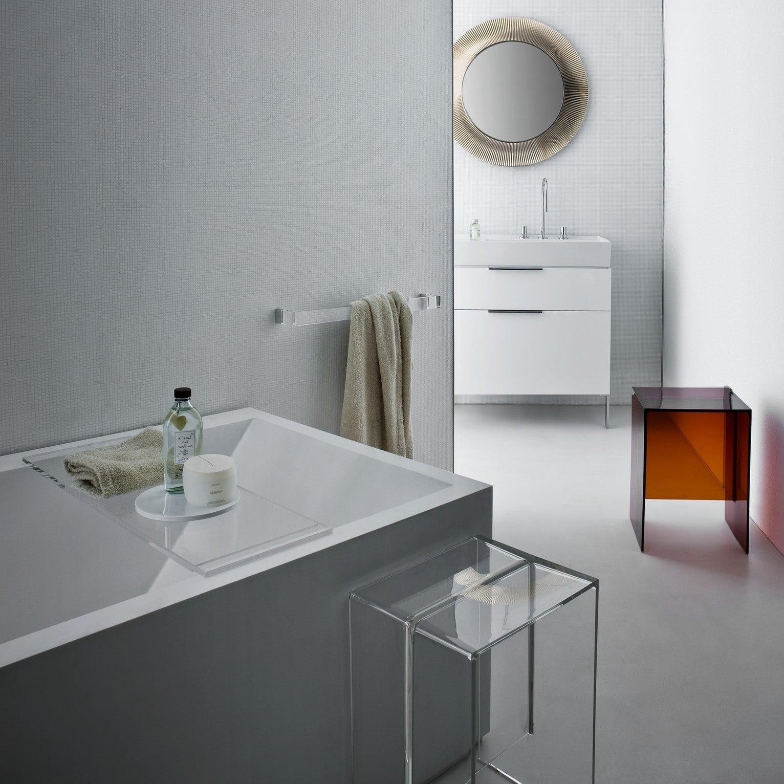 Laufen Kartell Square Corner Bath with L-Panel &amp; LED Lighting